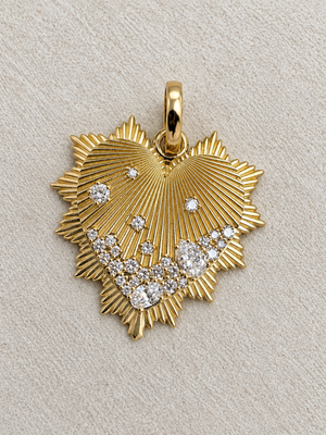 Heart Sunburst with scattered lab diamond accents