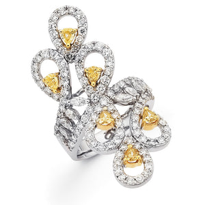 Le Marquis Ring - White Gold set with white and yellow diamonds