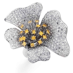 La Fleur Leaf Ring with Yellow Accents