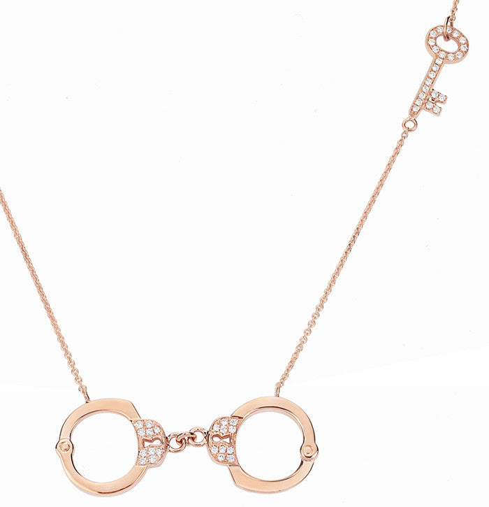 Bound Diamond Handcuff Necklace -  Rose Gold